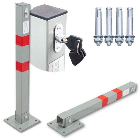 Blokada parkingowa składana słupek parkingowy stalowy 65 cm zestaw 2 sztuki Blokada parkingowa składana słupek parkingowy stalowy 65 cm zestaw 2 sztuki