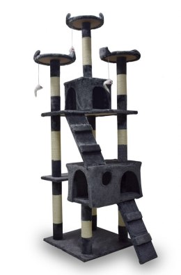 Drapak dla kota 170 cm ciemnoszary domek platformy legowisko zabawki sizal