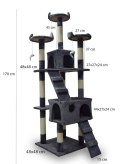 Drapak dla kota 170 cm ciemnoszary domek platformy legowisko zabawki sizal