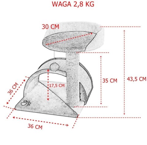Drapak dla kota Legowisko+Budka biało-beżowy 43cm Drapak dla kota Legowisko+Budka biało-beżowy 43cm