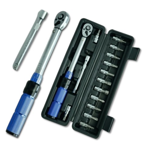 Klucz dynamometryczny rowerowy 2-24 Nm 1/4" zestaw nasadek 15 elementów Klucz dynamometryczny rowerowy 2-24 Nm 1/4" zestaw nasadek 15 elementów