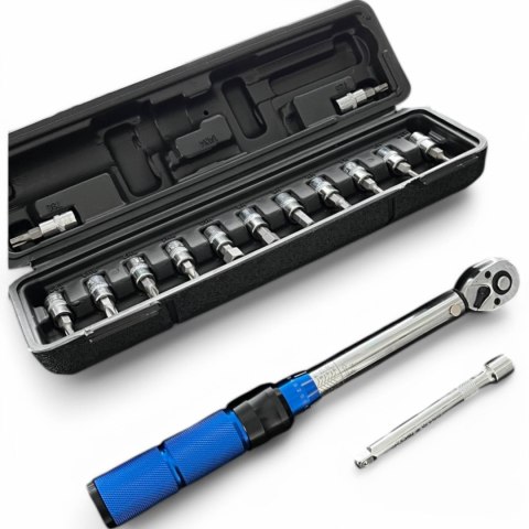 Klucz dynamometryczny rowerowy 2-24 Nm 1/4" zestaw nasadek 15 elementów Klucz dynamometryczny rowerowy 2-24 Nm 1/4" zestaw nasadek 15 elementów