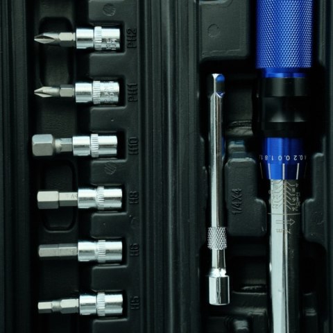 Klucz dynamometryczny rowerowy 2-24 Nm 1/4" zestaw nasadek 15 elementów Klucz dynamometryczny rowerowy 2-24 Nm 1/4" zestaw nasadek 15 elementów