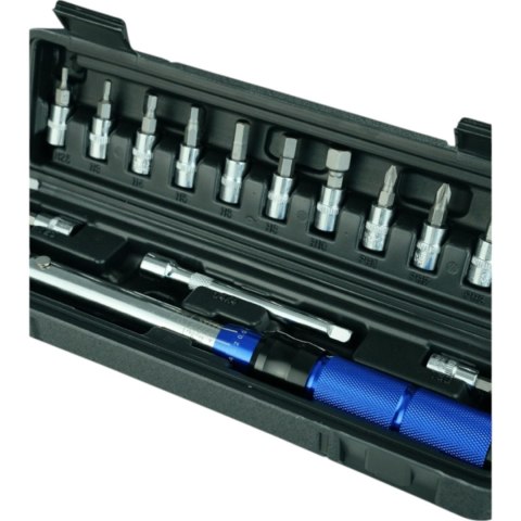 Klucz dynamometryczny rowerowy 2-24 Nm 1/4" zestaw nasadek 15 elementów Klucz dynamometryczny rowerowy 2-24 Nm 1/4" zestaw nasadek 15 elementów