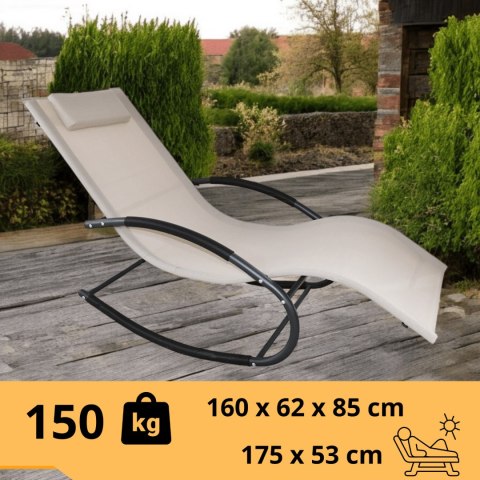 Leżak bujany ogrodowy textilene beżowy do ośrodków spa i hoteli 150 kg Leżak bujany ogrodowy textilene beżowy do ośrodków spa i hoteli 150 kg