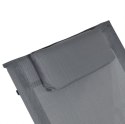 Leżak ogrodowy 160x62 cm textilene stalowy odporny UV 150 kg Szary