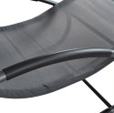 Leżak ogrodowy 160x62 cm textilene stalowy odporny UV 150 kg Szary