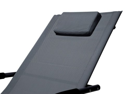 Leżak ogrodowy 160x62 cm textilene stalowy odporny UV 150 kg Szary Leżak ogrodowy 160x62 cm textilene stalowy odporny UV 150 kg Szary