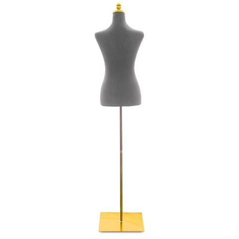 Manekin krawiecki damski szary welurowy regulowany lekki butik stabilny Manekin krawiecki damski szary welurowy regulowany lekki butik stabilny
