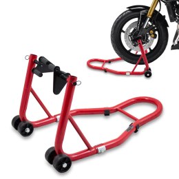 Stojak motocyklowy przedniego koła czerwony stalowy 250kg CERTYFIKOWANY