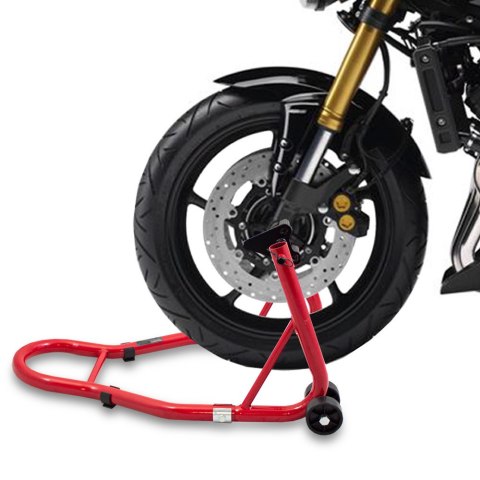 Stojak motocyklowy przedniego koła czerwony stalowy 250kg CERTYFIKOWANY Stojak motocyklowy przedniego koła czerwony stalowy 250kg CERTYFIKOWANY