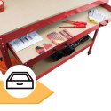 Stół warsztatowy z uchwytami blat 115x55 cm szuflada haki x12 stabilny stal