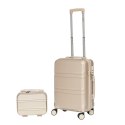 Walizka kabinowa champagne + kuferek ABS zestaw podróżny lekki 56cm