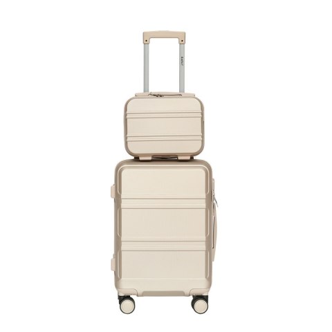 Walizka kabinowa champagne + kuferek ABS zestaw podróżny lekki 56cm Walizka kabinowa champagne + kuferek ABS zestaw podróżny lekki 56cm