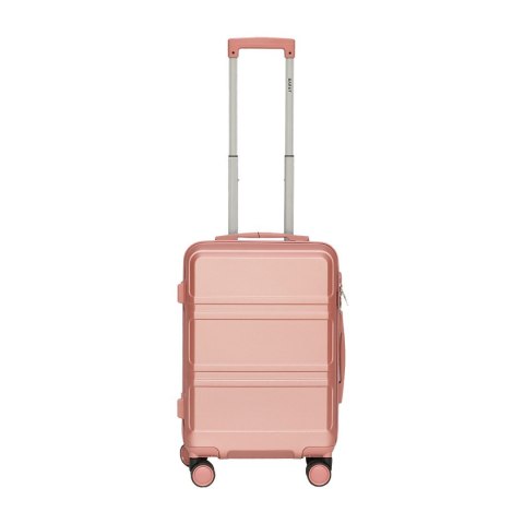 Walizka kabinowa pudrowy róż + kuferek ABS zestaw podróżny 56cm Walizka kabinowa pudrowy róż + kuferek ABS zestaw podróżny 56cm