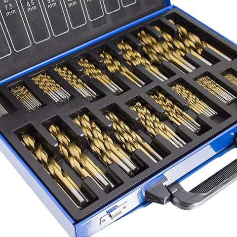 Wiertła kobaltowe 1-10mm 230el tytanowa powłoka skrzynka metalowa Wiertła kobaltowe 1-10mm 230el tytanowa powłoka skrzynka metalowa