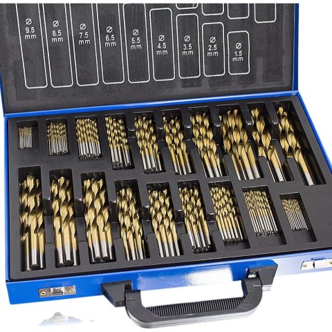 Wiertła kobaltowe 1-10mm 230el tytanowa powłoka skrzynka metalowa Wiertła kobaltowe 1-10mm 230el tytanowa powłoka skrzynka metalowa