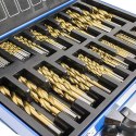 Wiertła kobaltowe 1-10mm 230el tytanowa powłoka skrzynka metalowa