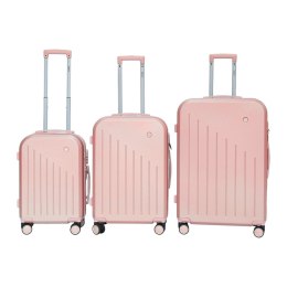 Zestaw 3 walizek podróżnych różowe ABS M L XL lekki komplet podróżny BARUT