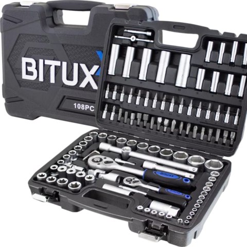 Zestaw kluczy nasadowych 108 el crv bituxx grzechotki torx w walizce Zestaw kluczy nasadowych 108 el crv bituxx grzechotki torx w walizce