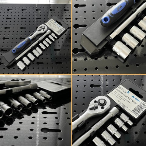 Zestaw kluczy nasadowych 12w1 grzechotka 1/4 nasadki 4-13 mm przedłużka Zestaw kluczy nasadowych 12w1 grzechotka 1/4 nasadki 4-13 mm przedłużka
