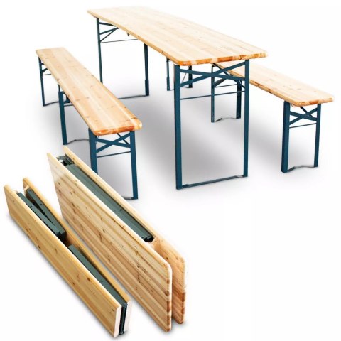Zestaw ogrodowy drewniany skladany stol 2 ławki 220 cm Komplet Piwny Barowy Zestaw ogrodowy drewniany skladany stol 2 ławki 220 cm Komplet Piwny Barowy