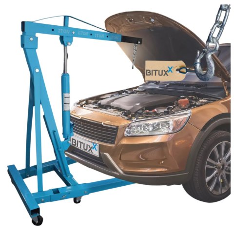 Żuraw hydrauliczny warsztatowy Bituxx 2T składany mobilny silnikowy Żuraw hydrauliczny warsztatowy Bituxx 2T składany mobilny silnikowy